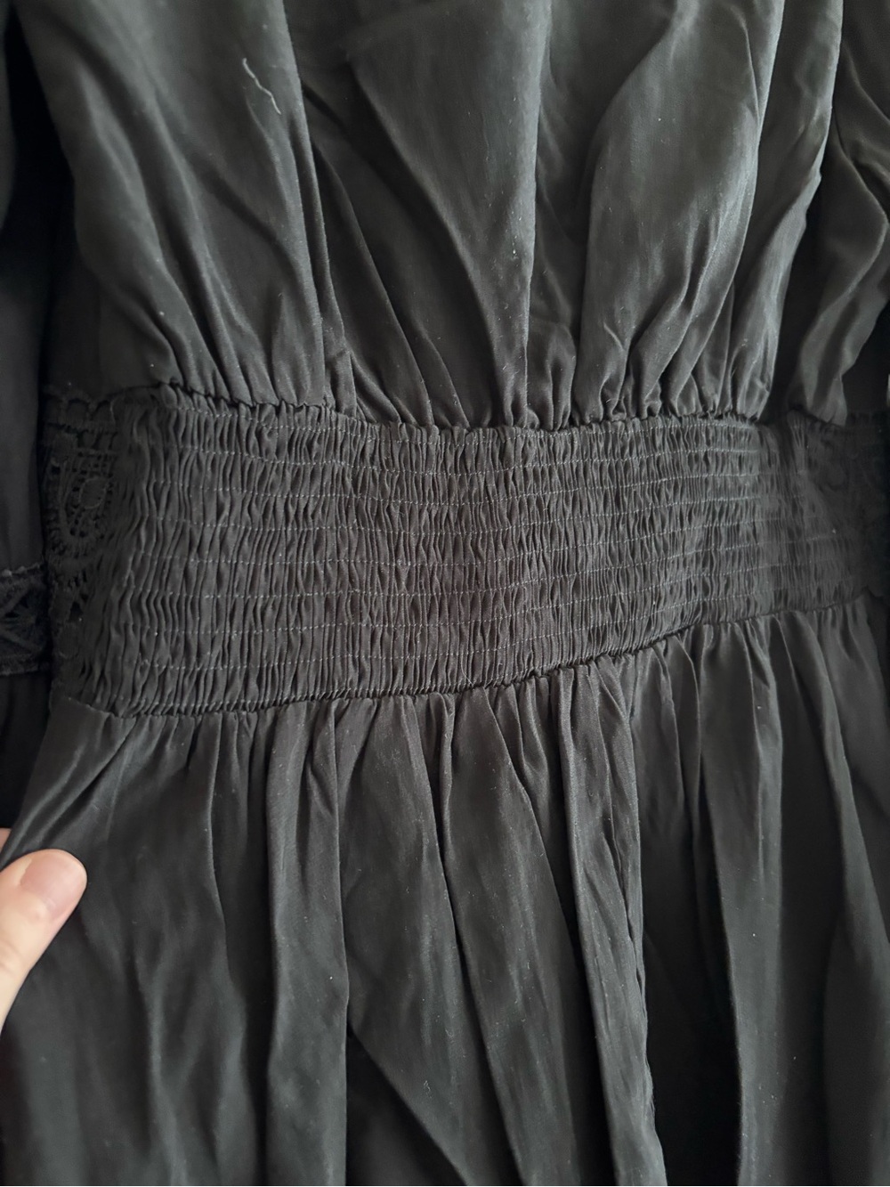 Black Lace-Trim V-Neck Peasant Tunic - Women - Picture 5 of 7